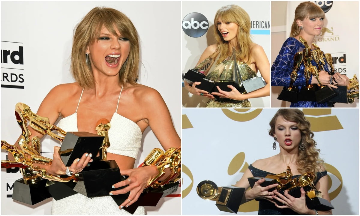 Taylor Swift with her awards